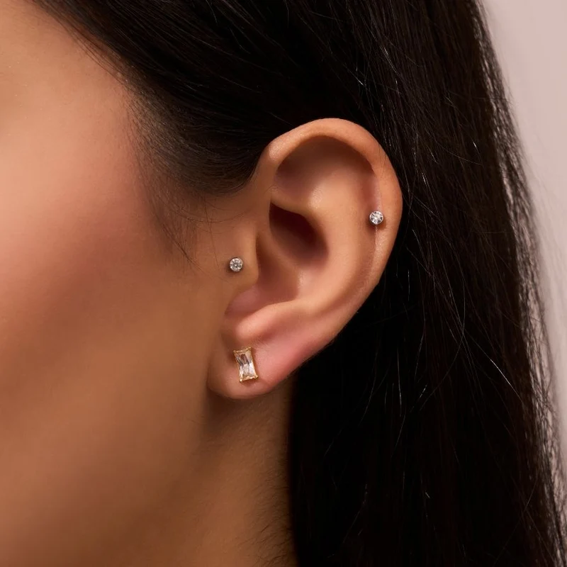Baguette Ohrstecker 14K Vergoldet
