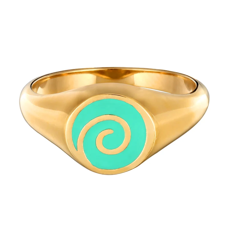 Siegelring Spirale | Emaille (Grün)