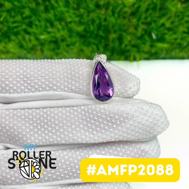 Facettierter Amethyst-Anhänger aus 925er Sterlingsilber #AMFP2088