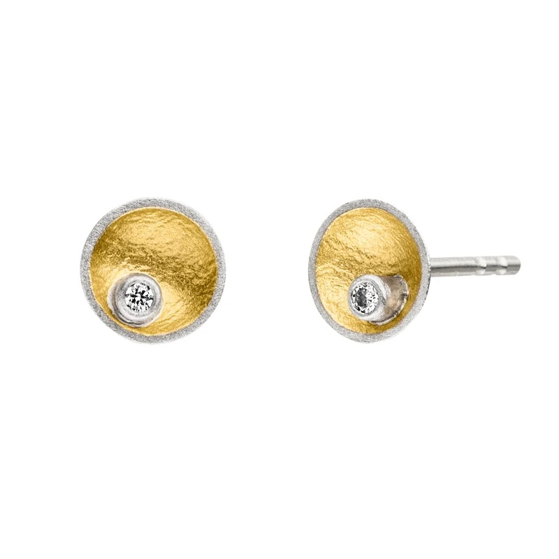 925er Silber Ohrstecker feingoldbelegt MANU O967BR