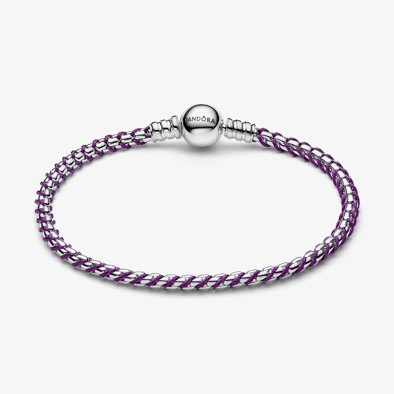 Purple Cord Box Chain Bracelet, 18cm
