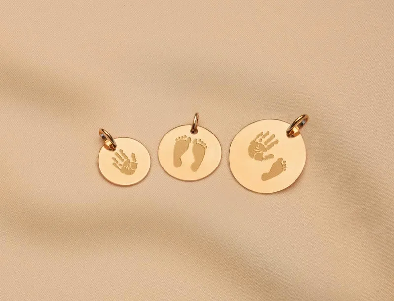 9k Hand- en Voetafdruk Coin Ketting - Gepersonaliseerd Sieraad - 16mm