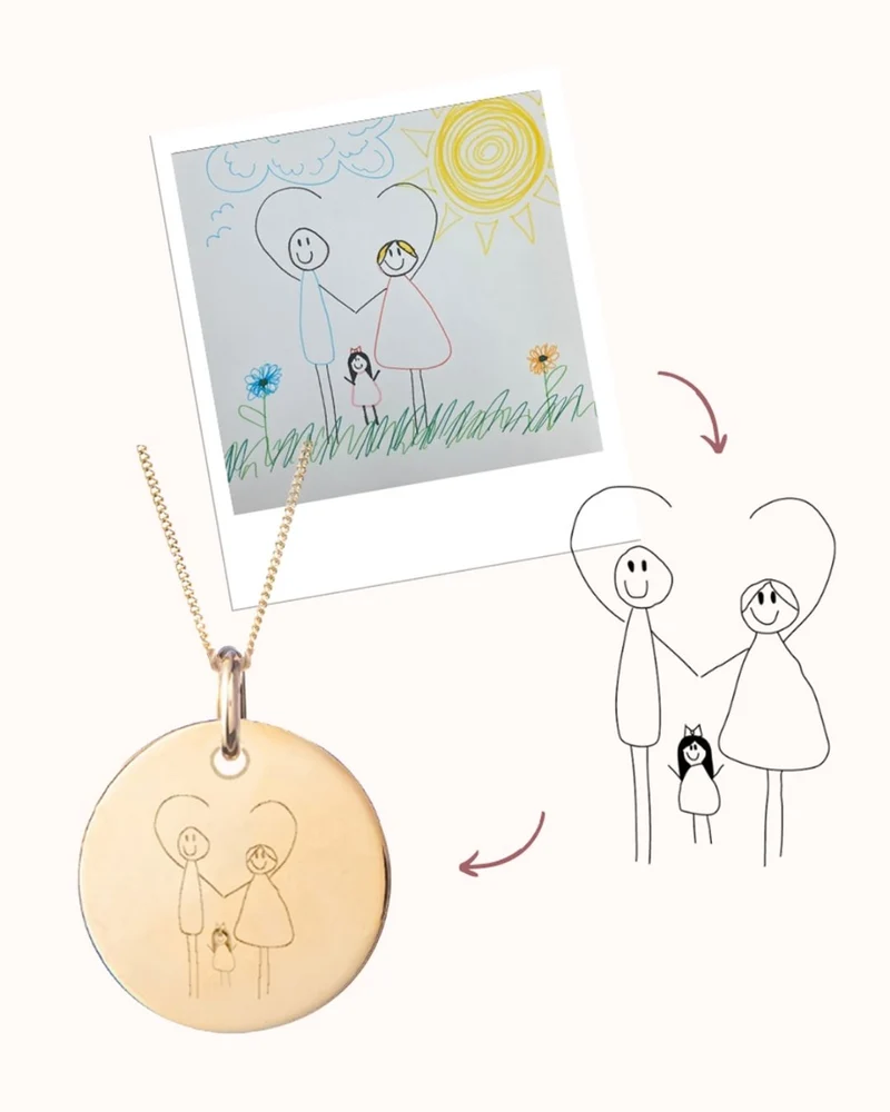 Ketting met Kindertekening - Verguld - Gepersonaliseerde Ketting