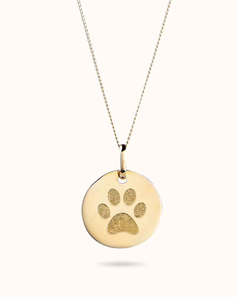 14k Pootafdruk Coin Ketting - Gepersonaliseerd Sieraad - 15mm
