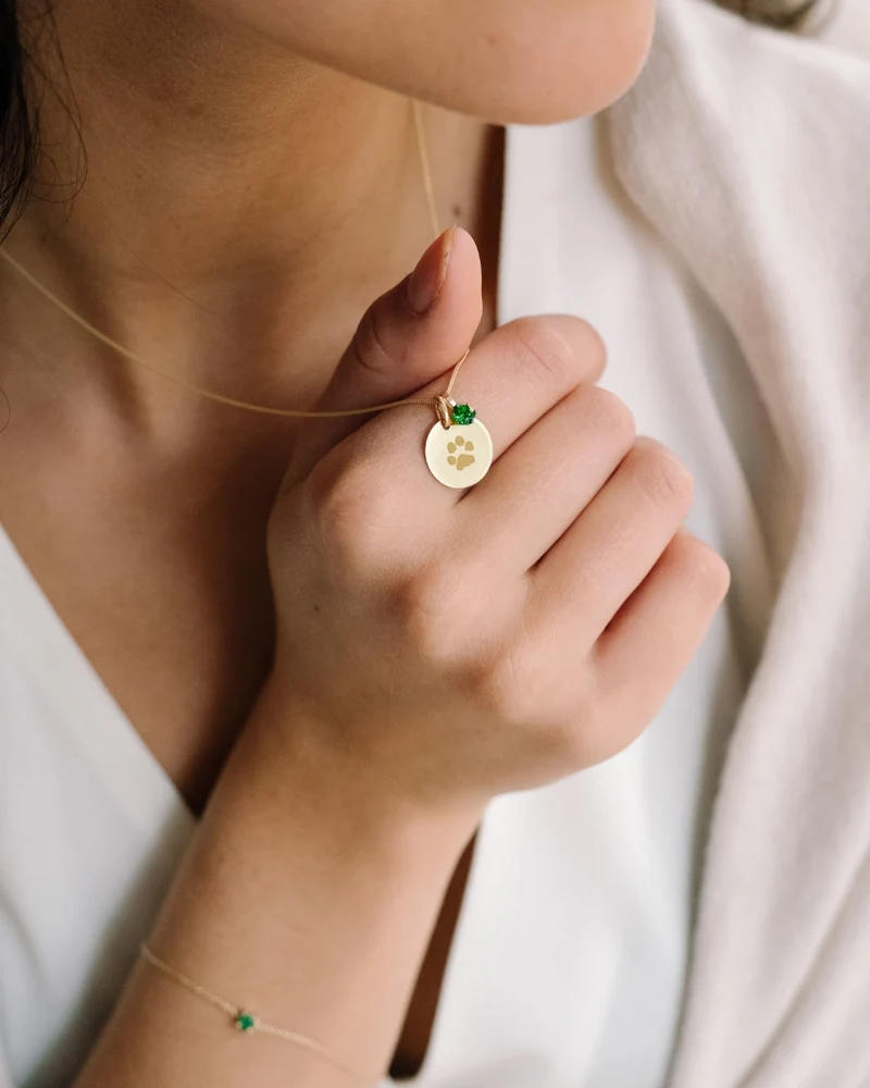 14k Pootafdruk Coin Ketting - Gepersonaliseerd Sieraad - 15mm