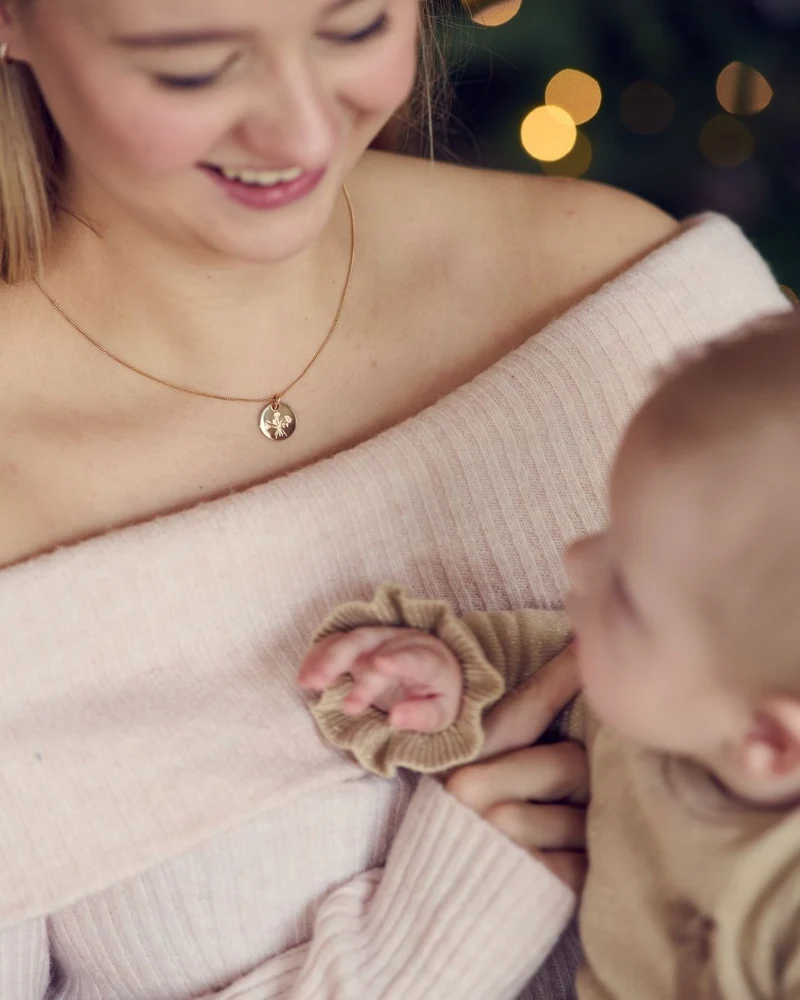 Geboortebloem Boeket Coin Ketting - Verguld - Gepersonaliseerde Ketting