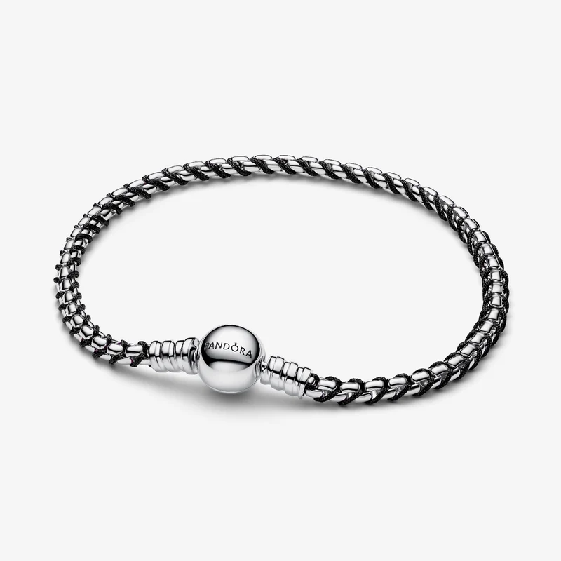 Black Cord Box Chain Bracelet, 20cm