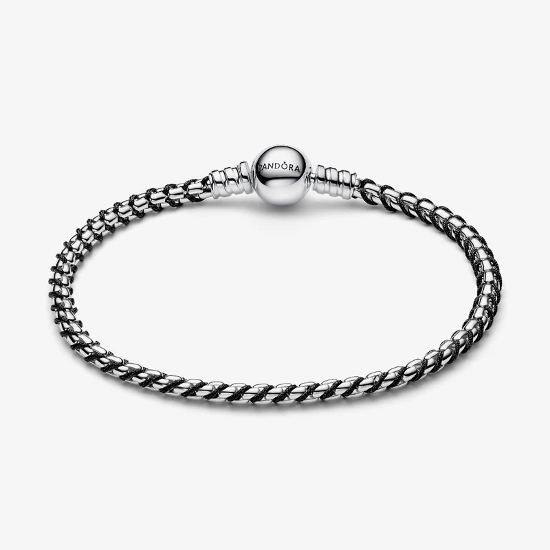 Black Cord Box Chain Bracelet, 20cm