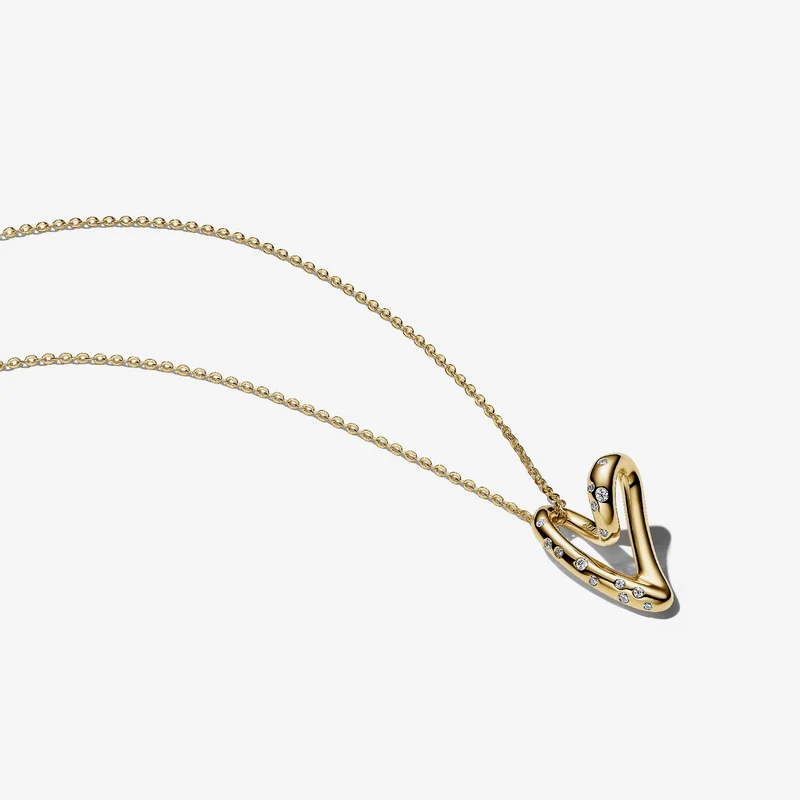 Organically Shaped Stone-Set Heart Pendant Necklace, 60cm