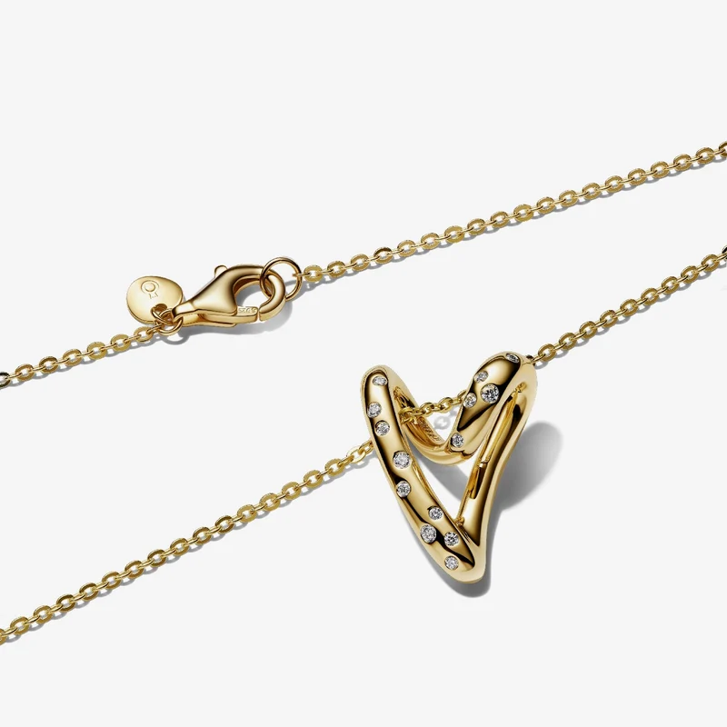 Organically Shaped Stone-Set Heart Pendant Necklace, 60cm