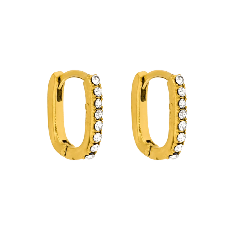 Pave Square Huggie Ohrringe 14K Vergoldet