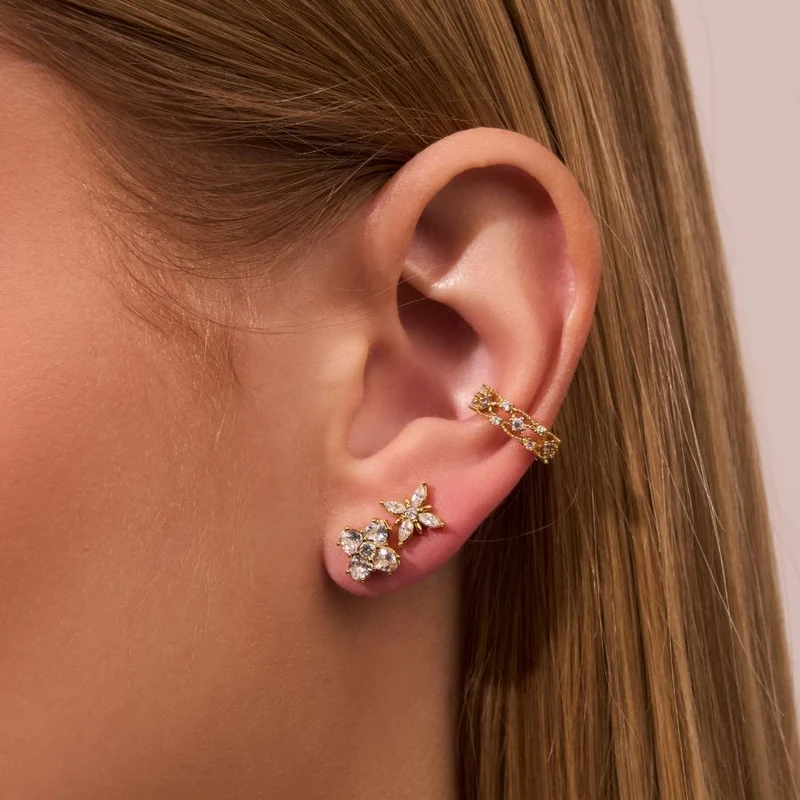 Marquise Flower Ohrstecker 14K Vergoldet