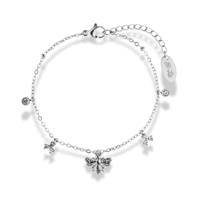Flower & Bee Charm Armband 14K Vergoldet
