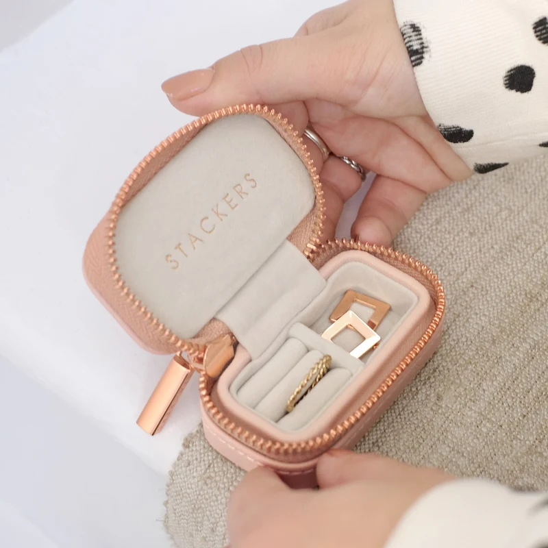 Blush Pink Zipped Petite Travel Jewellery Box