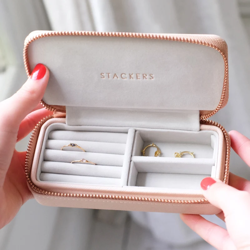 Blush Pink Zipped Medium Travel Jewellery Box