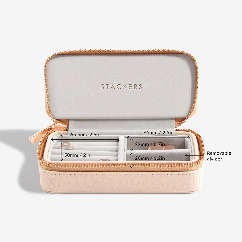 Blush Pink Zipped Medium Travel Jewellery Box