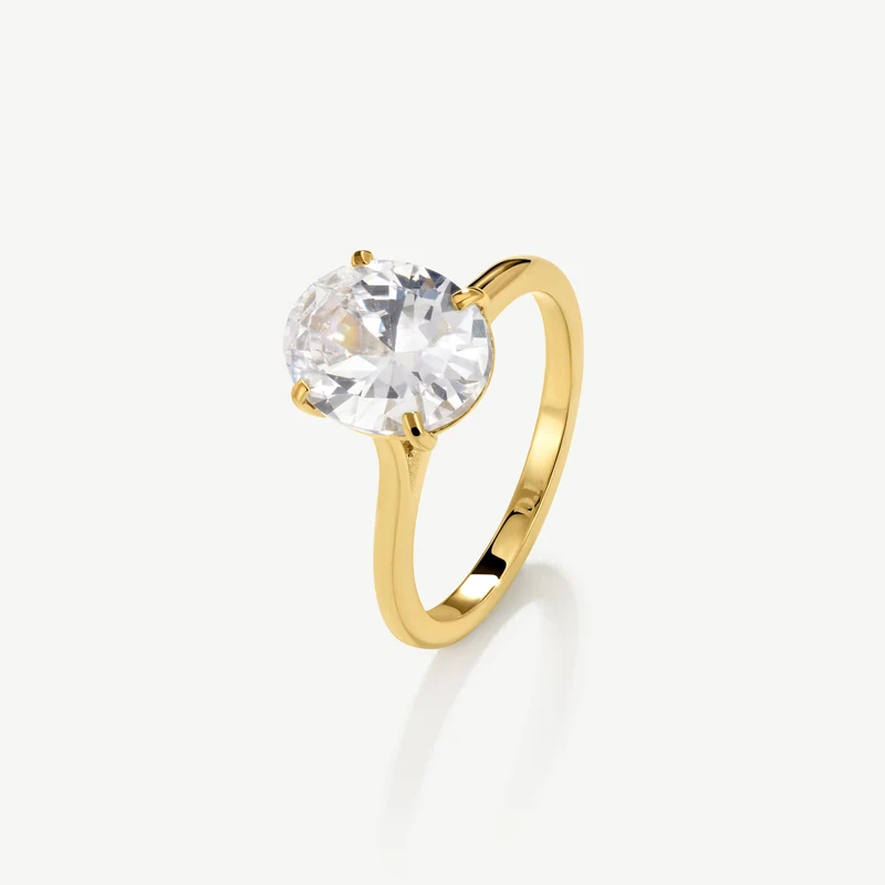Gold Oval Solitaire Travel Ring