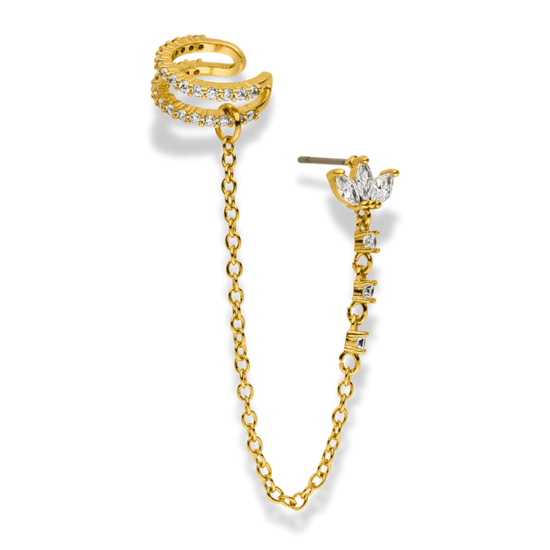 Irene Lotus Earstud Earcuff 14K Vergoldet