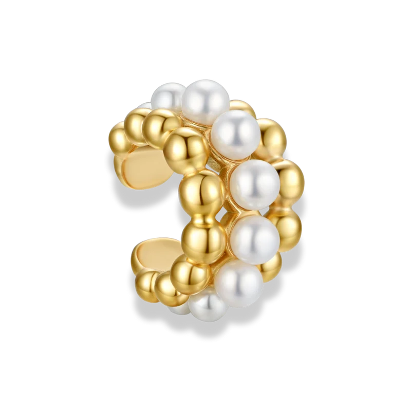 Bold Golden Pearl Earcuff 18K Vergoldet