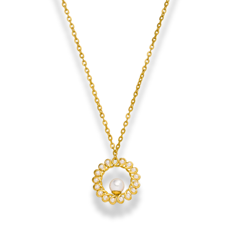 Golden Spiral Pearl Kette 14K Vergoldet