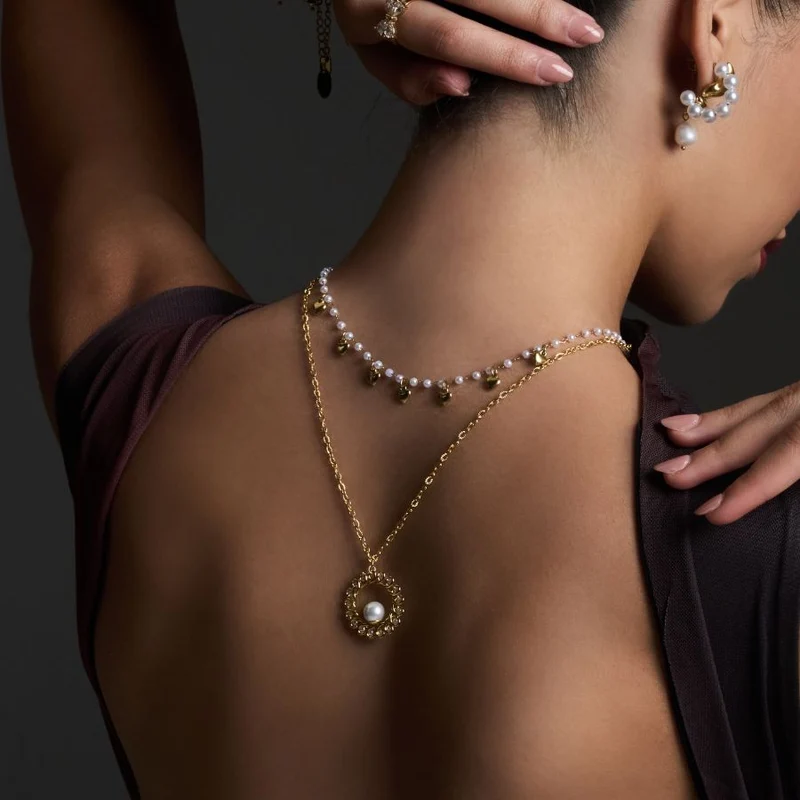 Golden Spiral Pearl Kette 14K Vergoldet