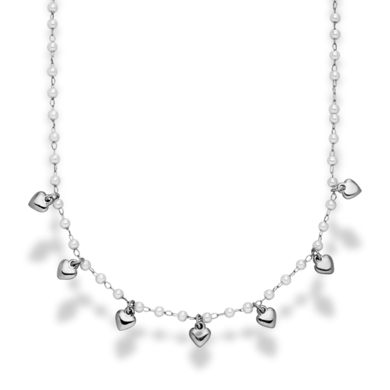 Sweet Hearts & Pearl Kette 14K Vergoldet