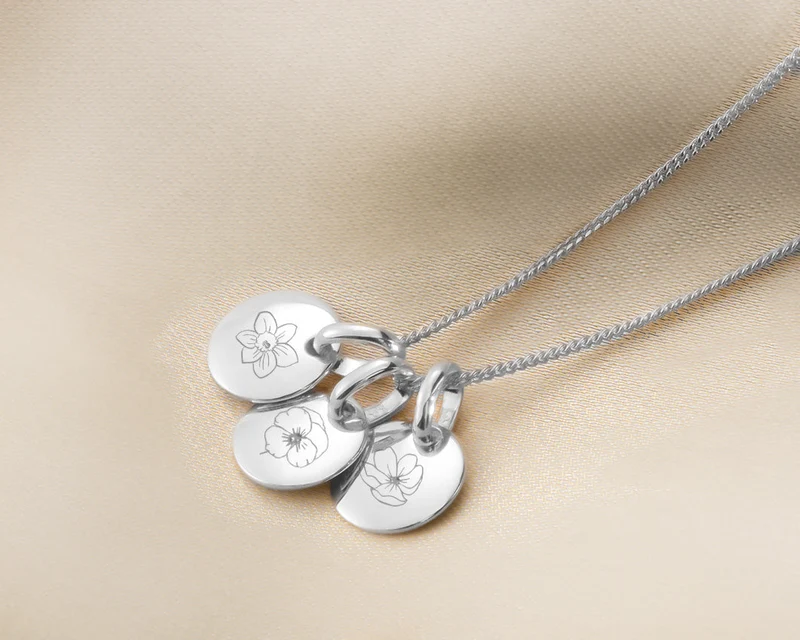Geboortebloem Mini Coin Ketting - Zilver - Gepersonaliseerde Ketting