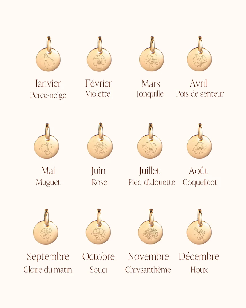 Geboortebloem Vertical Bar Ketting - Verguld - Gepersonaliseerde Ketting