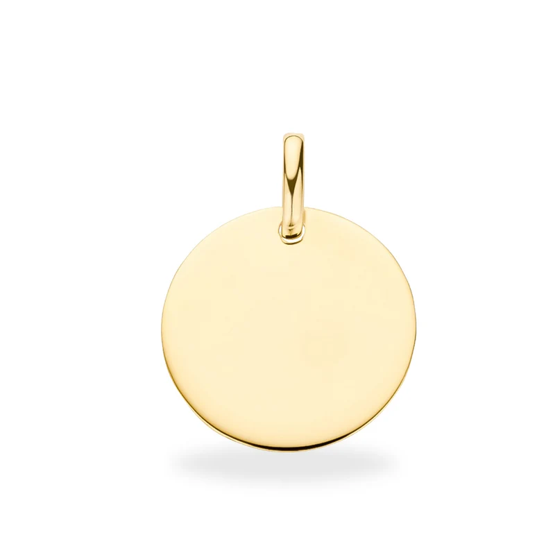 14k Initial Coin Ketting - Initialen Ketting - 15mm