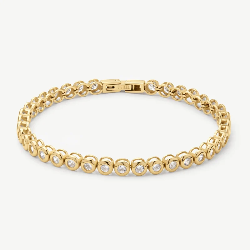 Gold Classic Bezel Tennis Bracelet