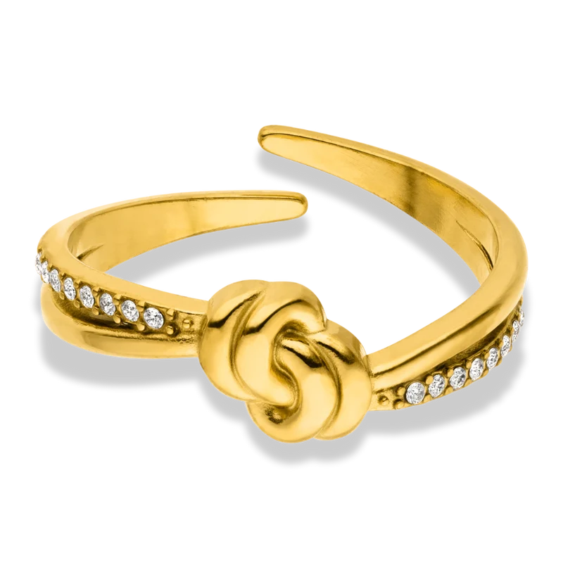 Pave Knot Ring 14K Vergoldet