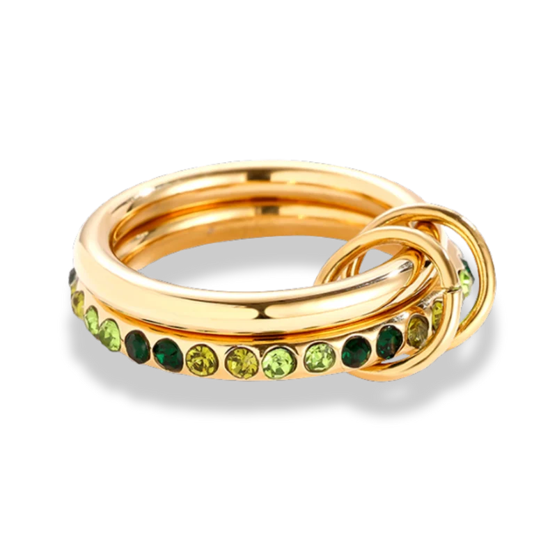 Multi-Green Infinity Flow Ring 14K Vergoldet