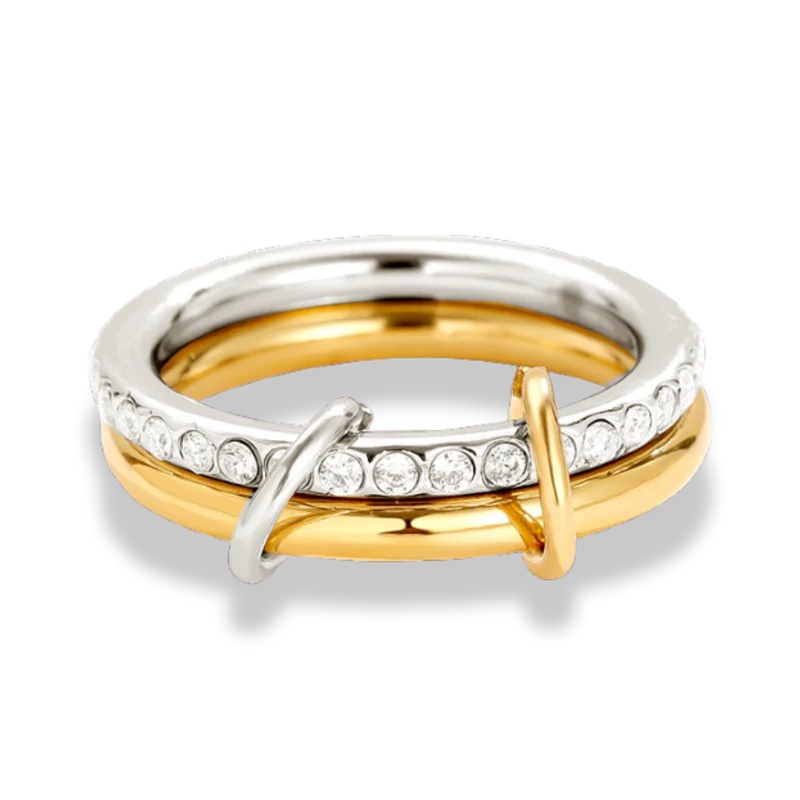Pave Bi-Color Infinity Flow Ring 14K Vergoldet