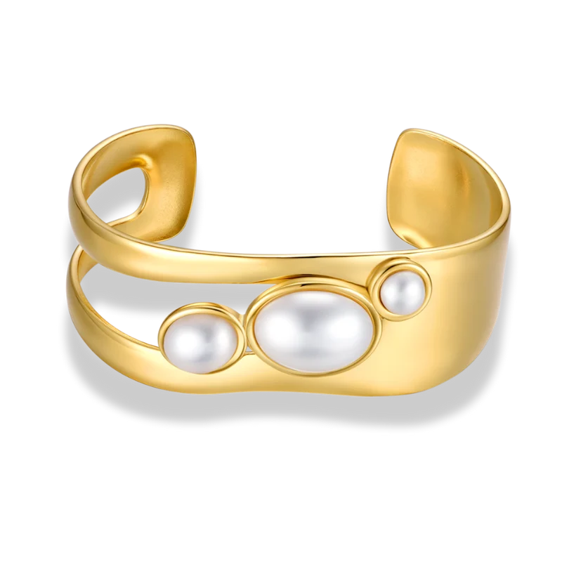 Golden Framed Pearl Armreif 14K Vergoldet