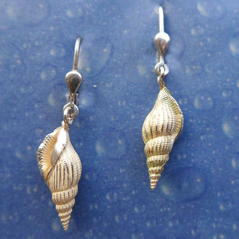 Strandgut Schmuck Ohrringe Schnabelschnecke xs