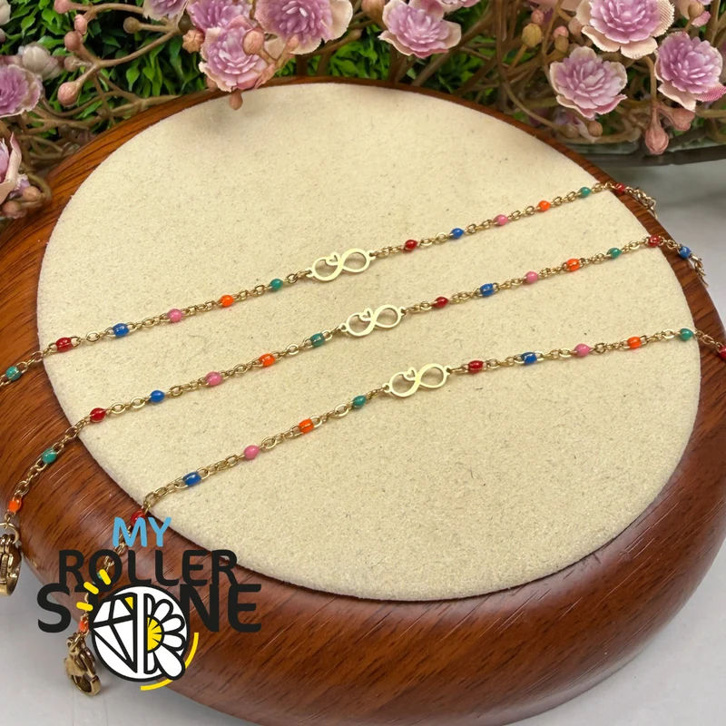 Infinity-Armband aus Edelstahl und mehrfarbiger Emaille