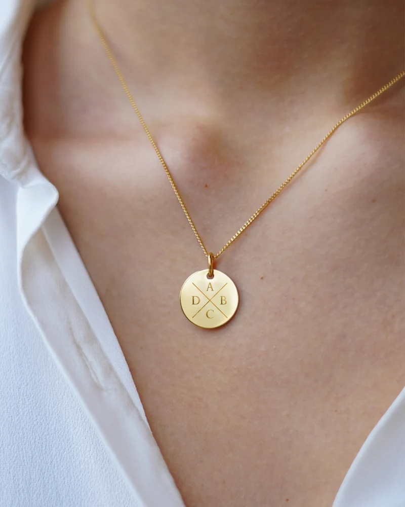 Initial Coin Ketting - Verguld - Initialen Ketting