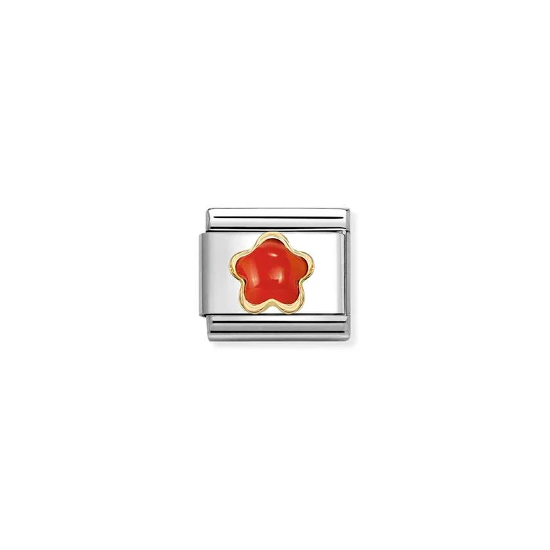 Classic Gold Red Coral Stone Flowers & Nature Charms