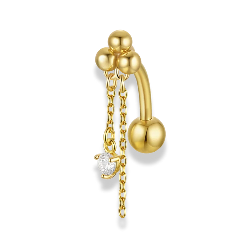 Pyramid Dangle Pave Belly Piercing 18K Vergoldet