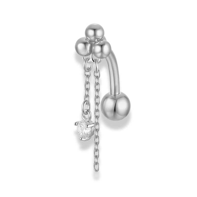 Pyramid Dangle Pave Belly Piercing 18K Vergoldet
