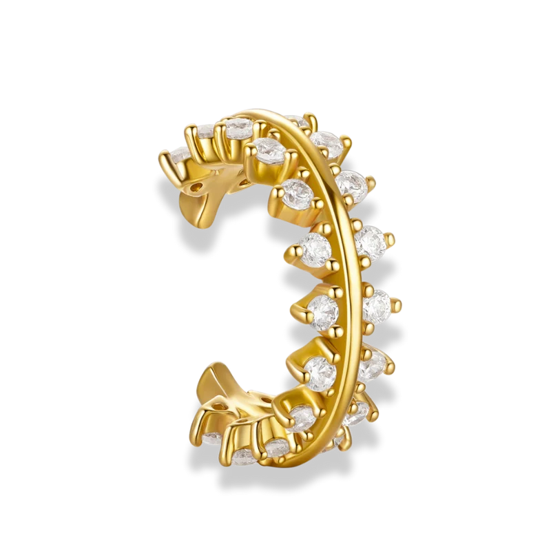 Paired Crystal Pave Earcuff 18K Vergoldet