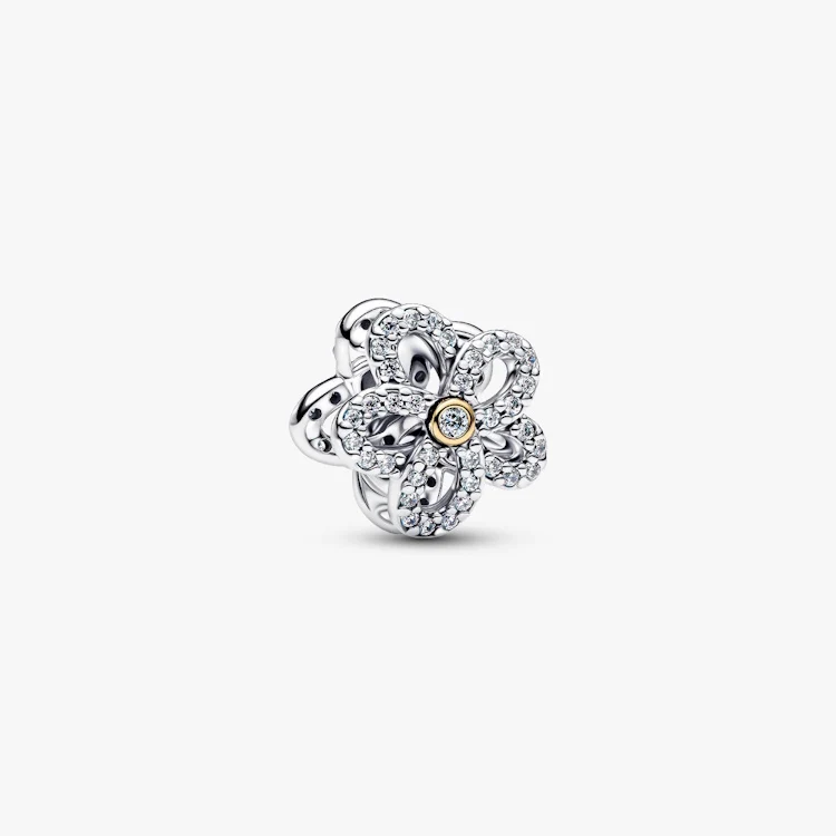Pave Flower Openwork Charms