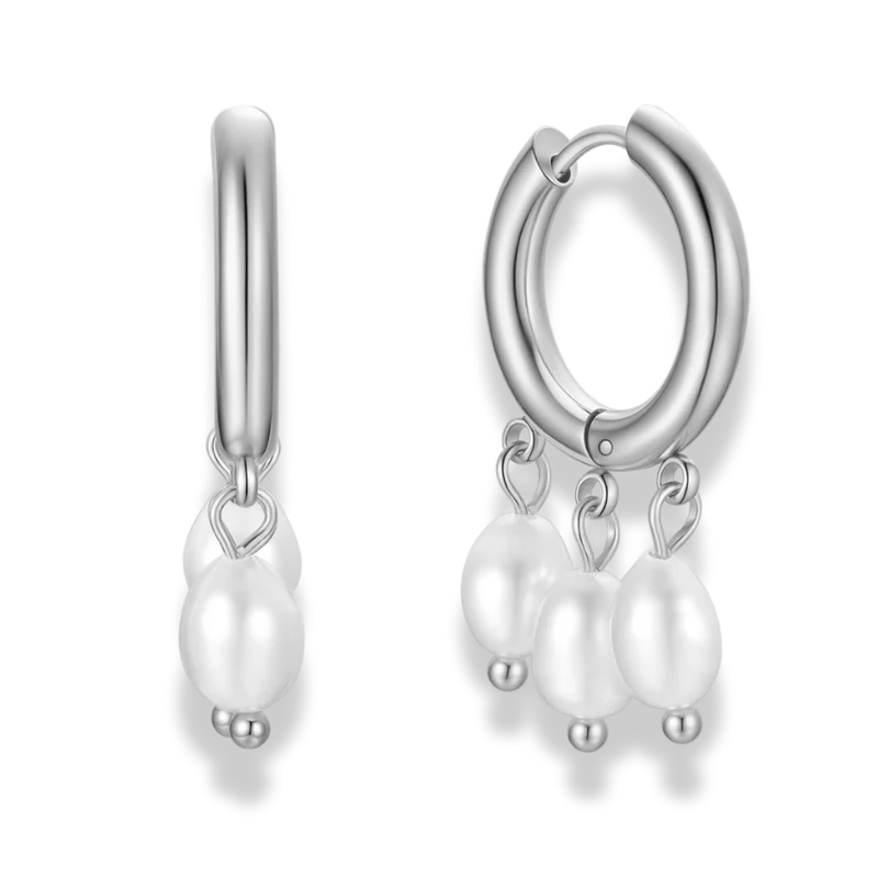 Dangling Pearl Huggie Hoops 14K Vergoldet