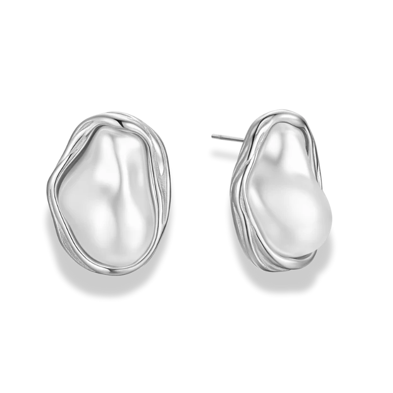 Golden Framed Pearl Ohrstecker 14K Vergoldet