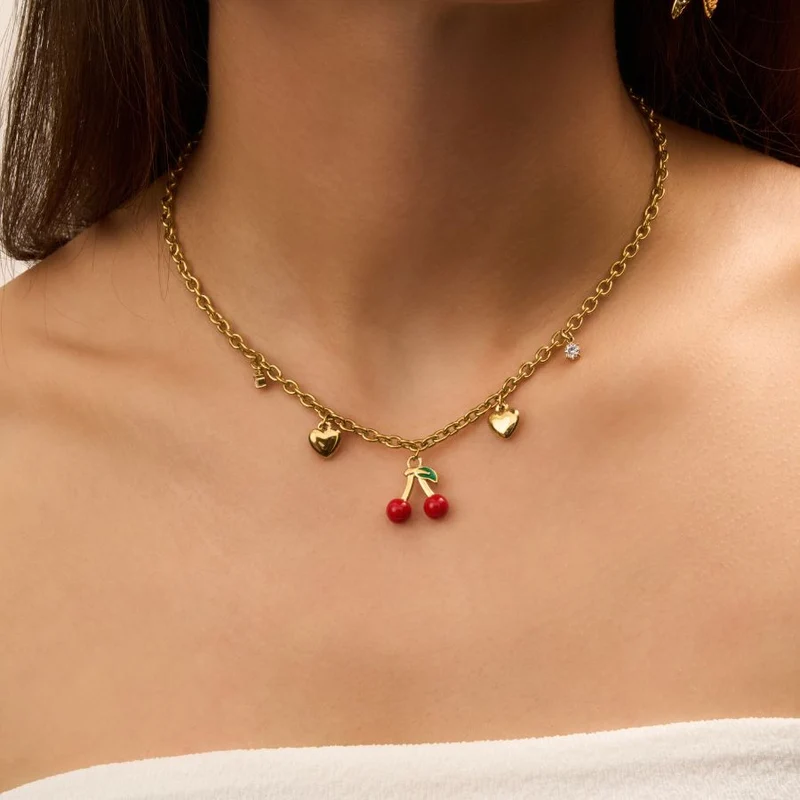 Sweet Cherry Charm Kette 14K Vergoldet