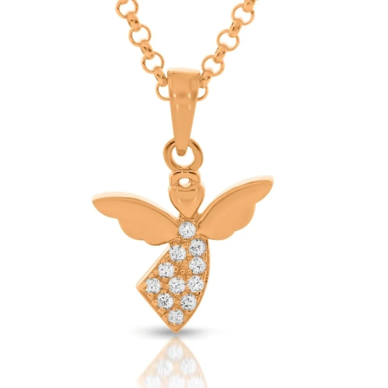 Halskette Engel Zirkonia elegant rosé vergoldet Schutzengel Geschenk Taufe