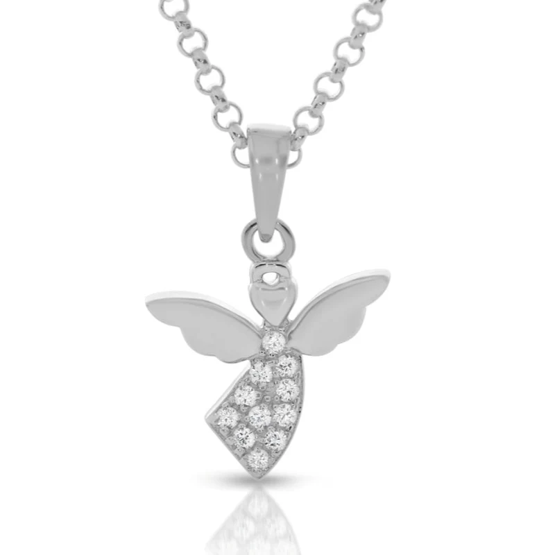 Engel Kette Zirkonia 925 Sterling Silber Schutzengel