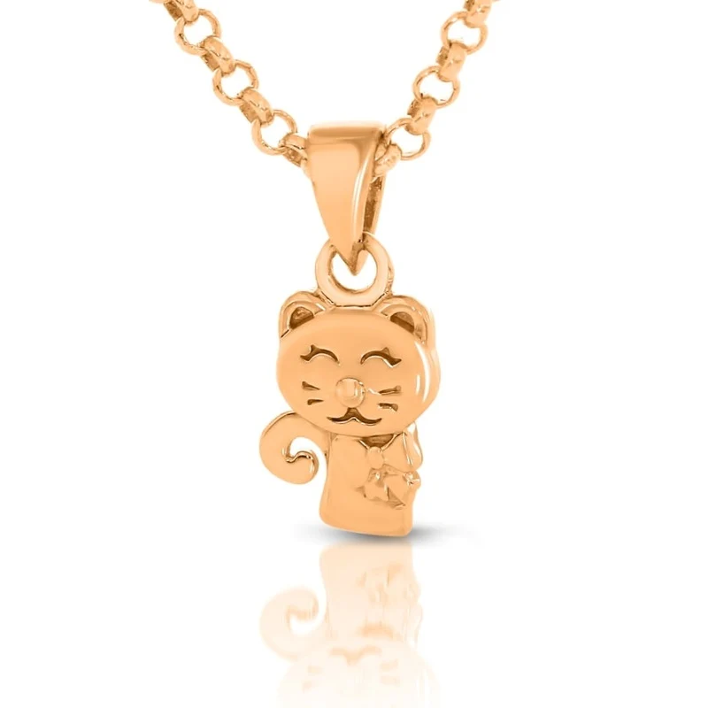 Katze Kinder Kette rosé vergoldet Geschenk Mädchen Katenschmuck rosé