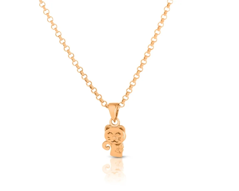 Katze Kinder Kette rosé vergoldet Geschenk Mädchen Katenschmuck rosé