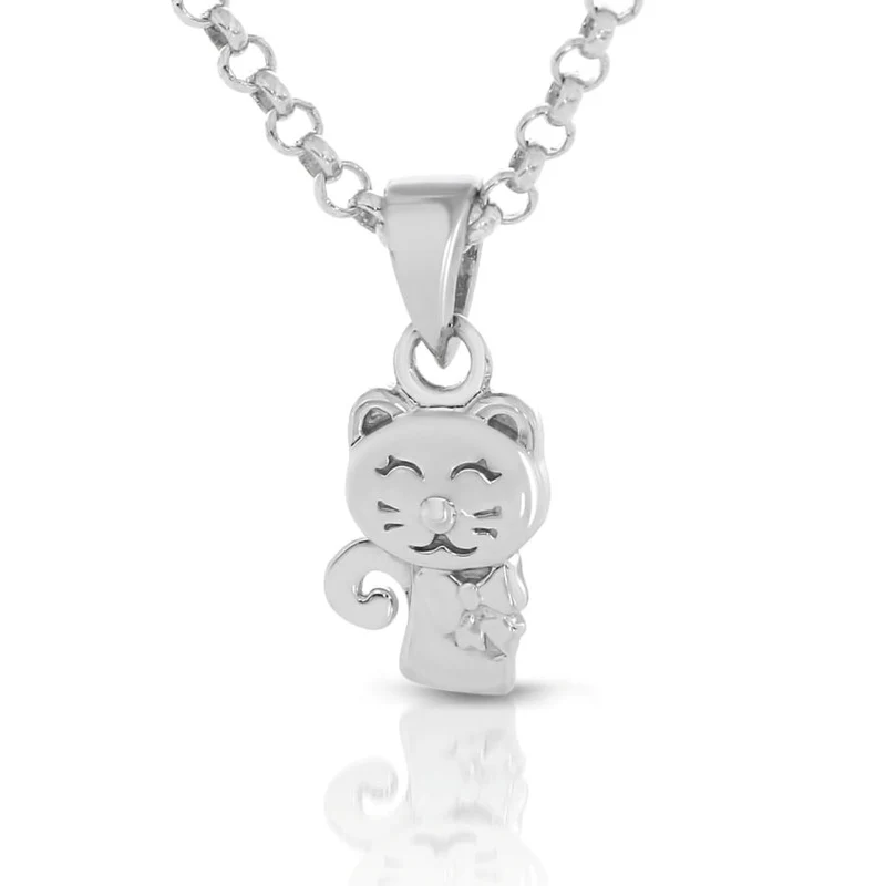 Kette Anhänger Katze 925 Silber Kinderkette Kitten
